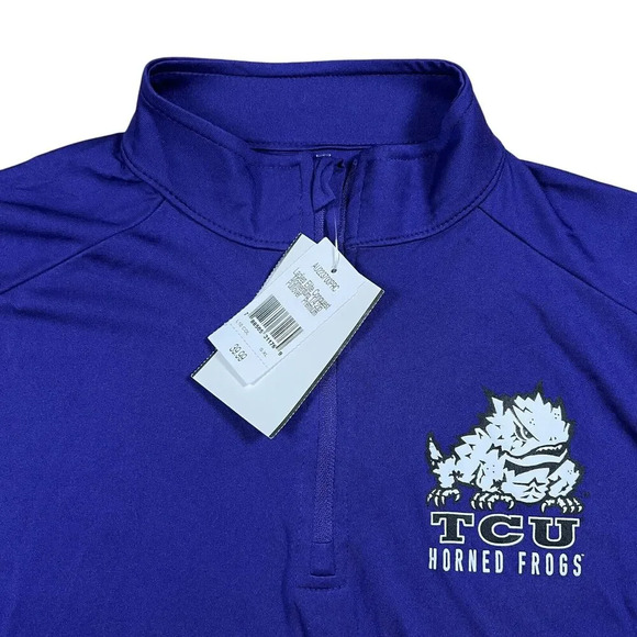 Texas Christian University TCU Horned Frogs Purple Black 1/4 Zip Pullover Size S - Picture 3 of 7